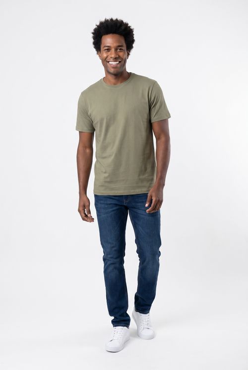 Camiseta Masculina Básica Algodão Premium Verde Oliva