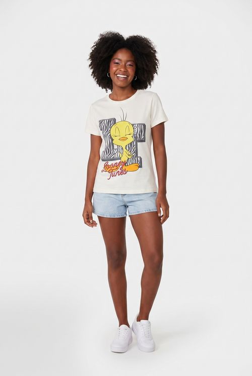 Blusa Feminina Off White Piu-Piu Looney Tunes