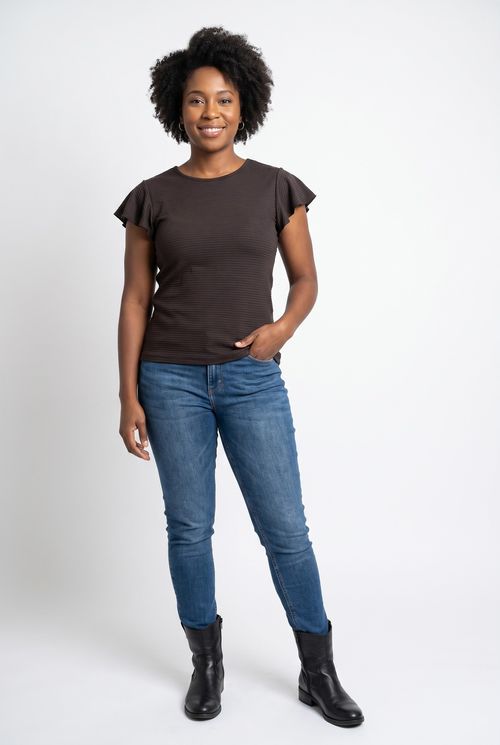 Blusa Feminina Tricot Pipoquinha Marrom