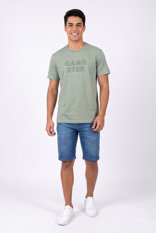 Camiseta Masculina Verde Oliva Gangster Algodão