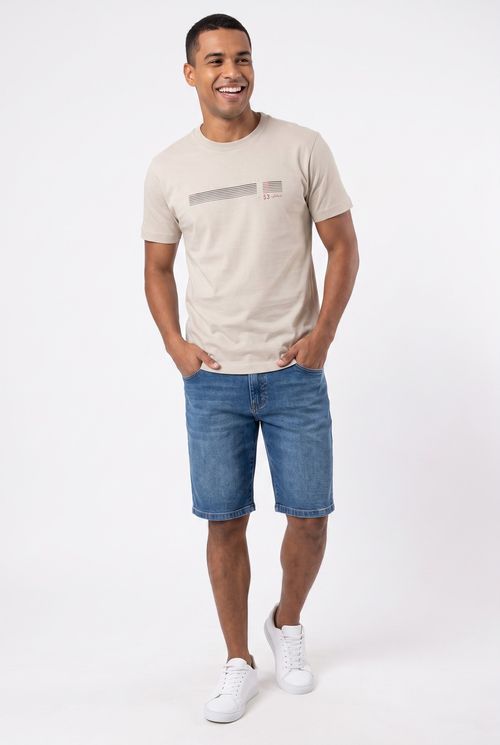Camiseta Masculina Bege Estampa 53 100% Algodão