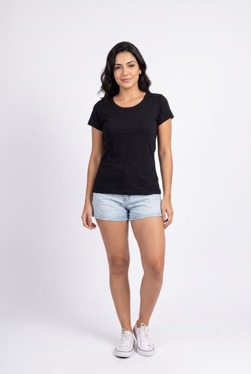 Blusa Feminina Básica em Algodão Preta