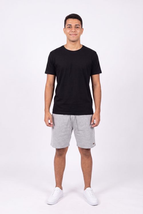Bermuda Masculina Moletom Cinza Mescla com Cordão