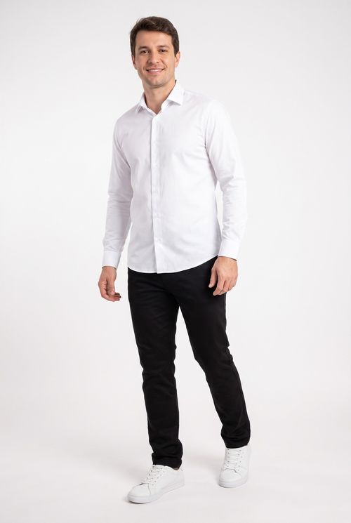 Calça Masculina Slim de Sarja Preta