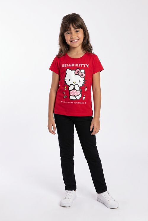 Blusa Infantil Menina Vermelha Hello Kitty
