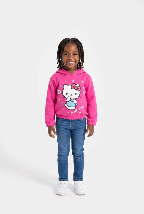 Moletom Infantil Menina Rosa com Capuz Estampa Hello Kitty