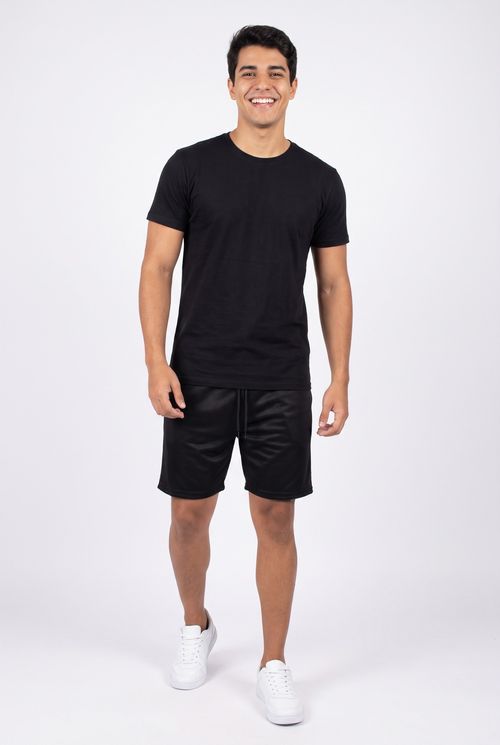 Bermuda Masculina Esportiva em Poliéster Preta