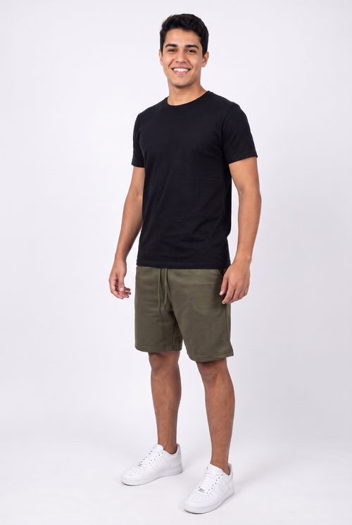 Bermuda Masculina Moletom Verde Militar Casual