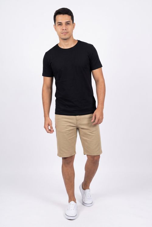 Bermuda Masculina Sarja Reta Bege Casual