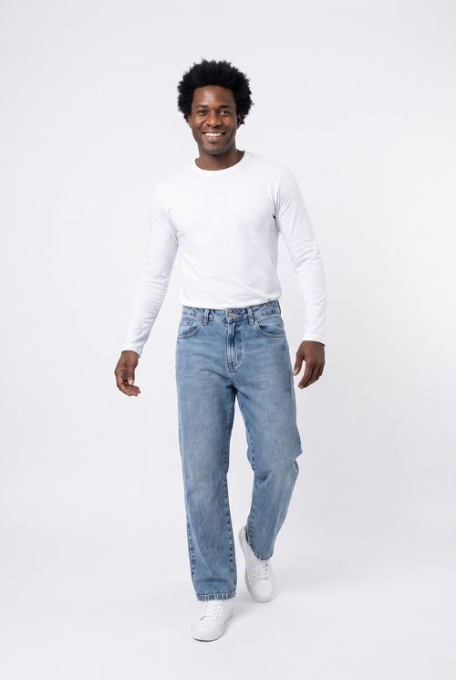 Calça Jeans Masculina Reta Azul Médio