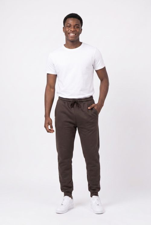 Calça Jogger Masculina Moletom Marrom Escuro