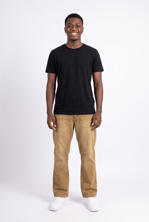 Calça Masculina Reta em Sarja Bege