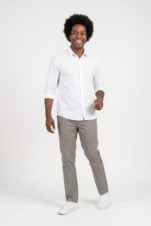 Calça Chino Masculina Slim Cinza