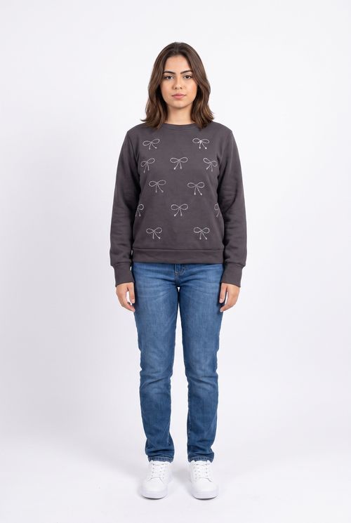 Top moletom fem fsh ffm075 lacos hotfix cinza escuro