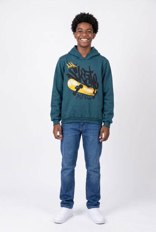 Top Moletom Infantil Verde Escuro Skate