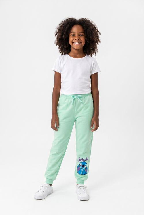 Calça Jogger Infantil Menina Moletom Verde Pistache Silk