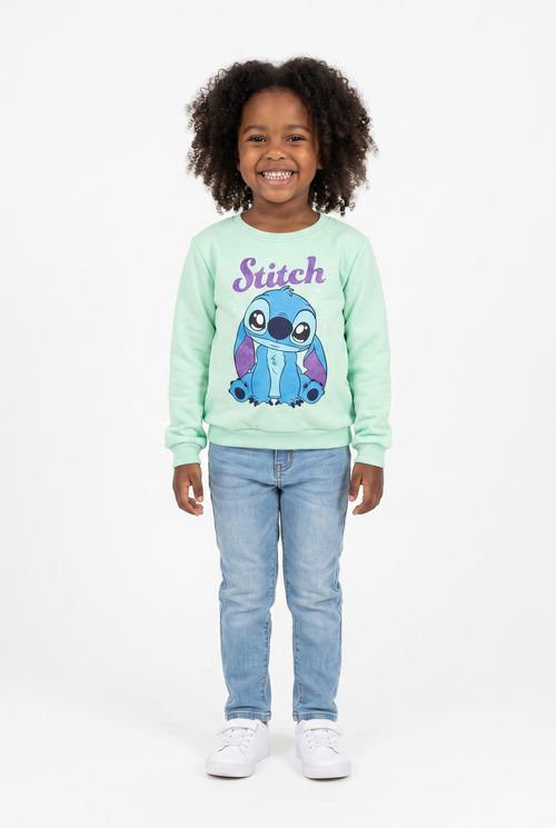 Blusa Moletom Infantil Menina Verde Pistache Lilo Stitch