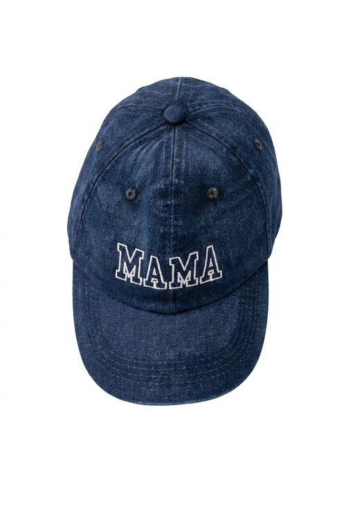 Boné Feminino Sarja Lavada Azul Escuro Bordado Mama