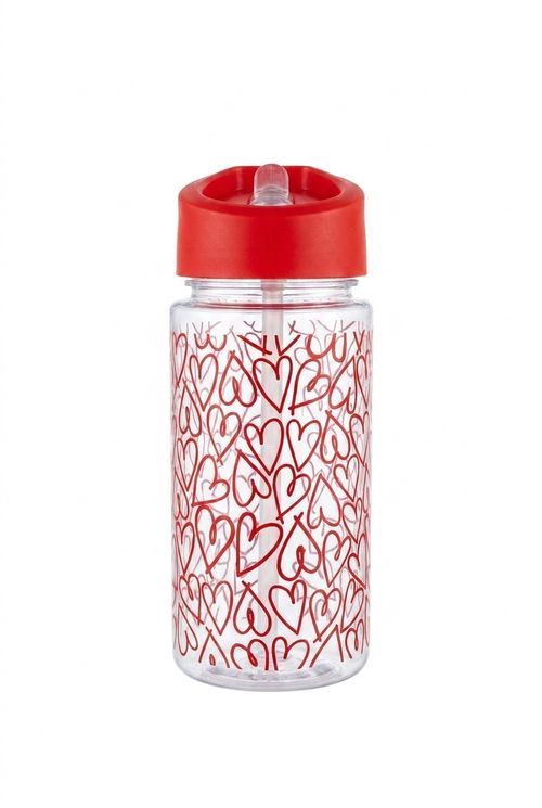 Garrafa Infantil Menina Rosa 350ml Estampa Corações