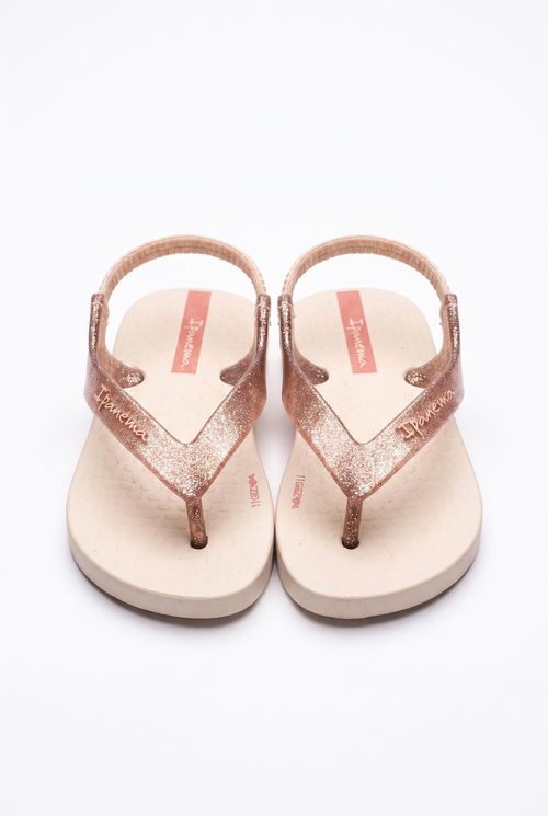 Sandália Infantil Menina Rosa Claro com Glitter e Elástico