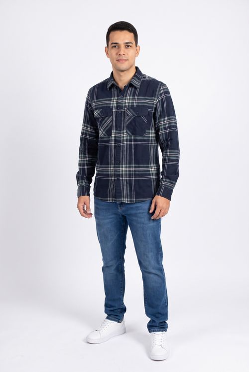 Camisa Masculina Flanelada Xadrez Preta