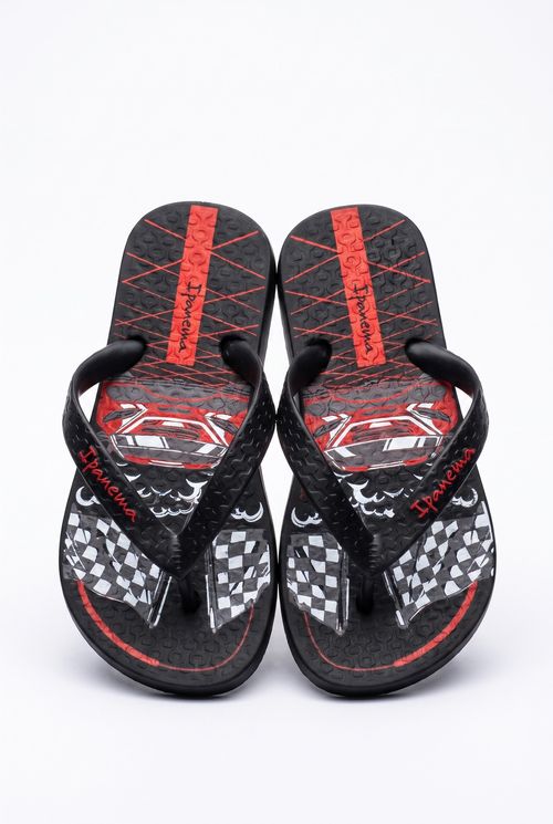 Chinelo Infantil Menino Preto Vermelho Corrida