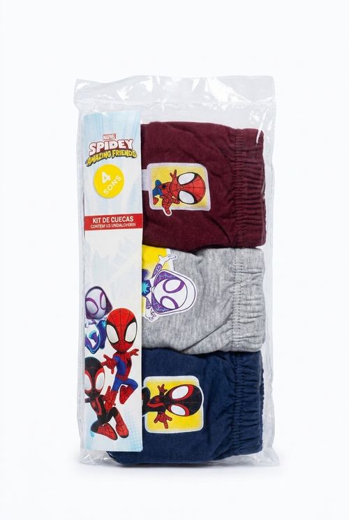 Kit 3 Cuecas Infantis Menino Algodão Marvel Spidey