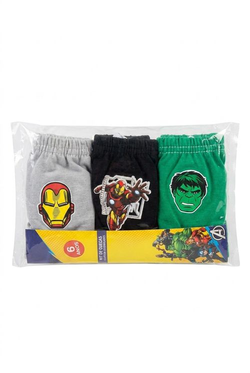 Kit 3 Cuecas Infantil Menino 6 Anos Marvel Avengers