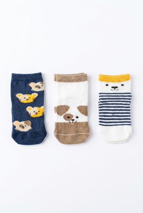 Kit 3 Pares de Meias Infantis Algodão Estampadas Bichinhos