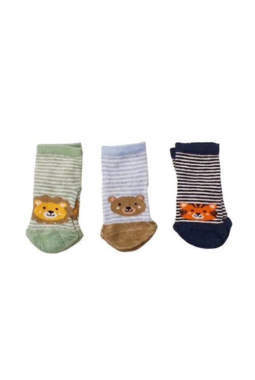 Kit 3 Pares Meias Infantis Algodão Estampa Bichinhos