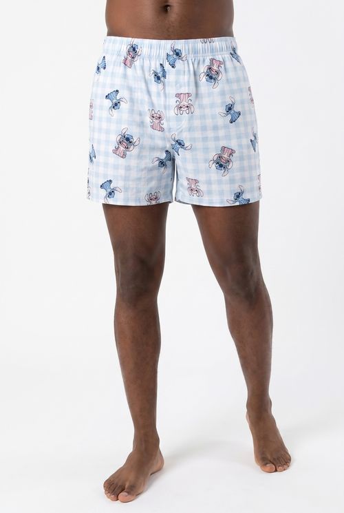 Cueca Samba-Canção Masculina Azul Estampa Stitch Xadrez