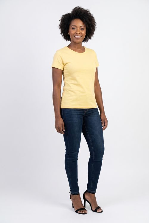 Blusa fem bsc fpjl050 m/c cotton amarelo amarelo claro