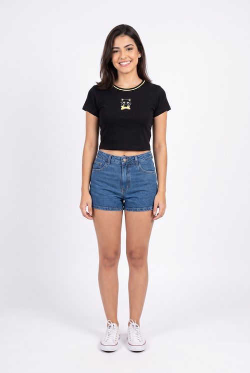 Blusa fem jov ffl44 3m/c cot chococat pt preto