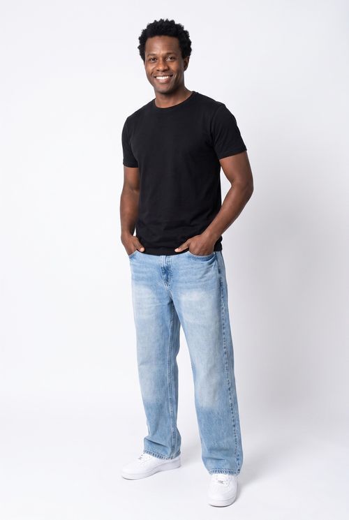 Calca masc tr 4641331 jns baggy cl jeans azul medio