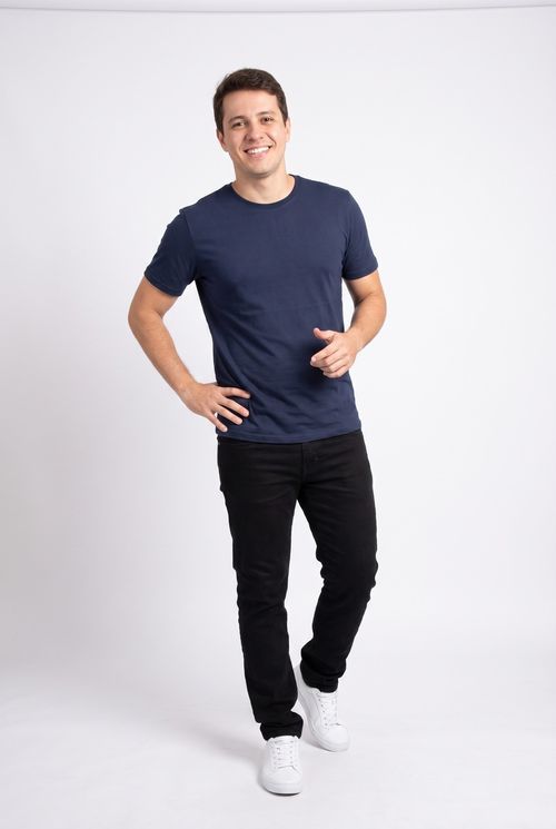 Camiseta masc cas mc premium pent marinh azul escuro