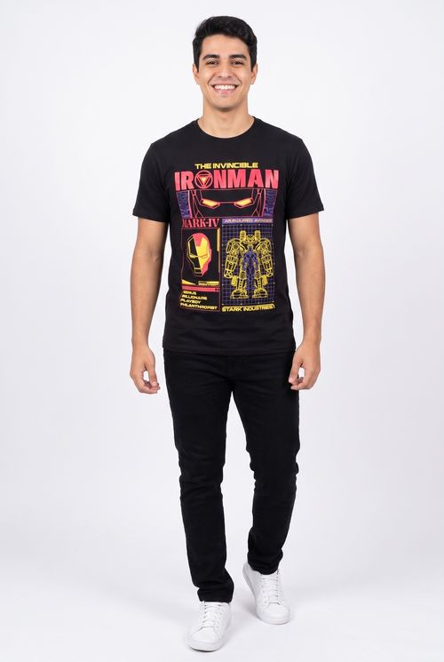 Camiseta masc mc ironman preto preto
