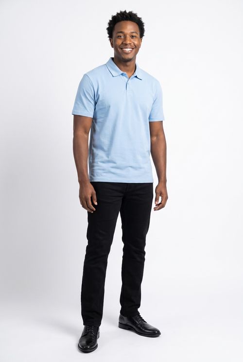 Polo masc meia malha azul claro azul claro
