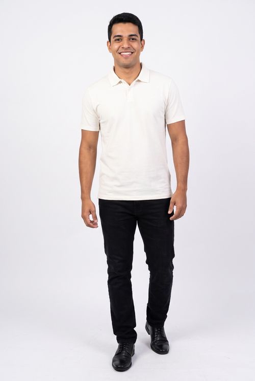 Polo masc meia malha off white off white