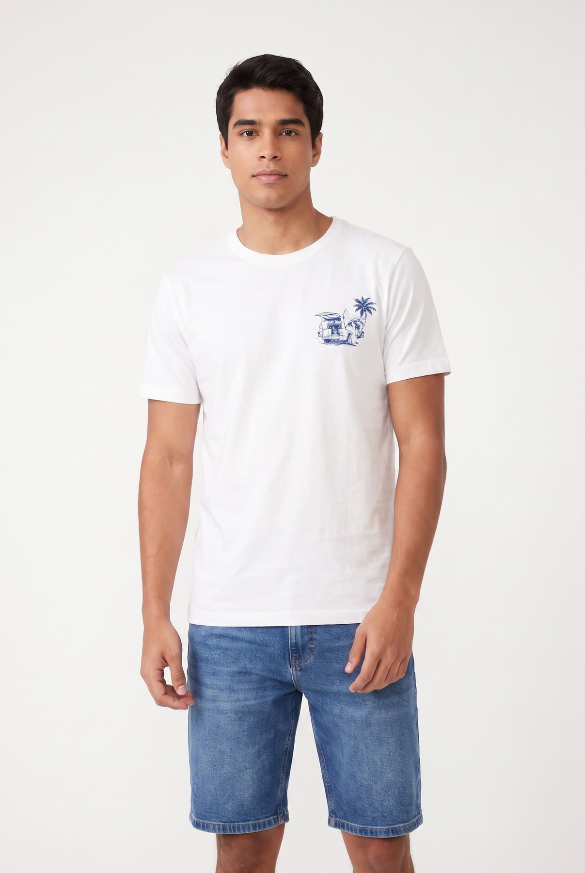 Camiseta Masculina Off White com Silk nas Costas - imagem 1