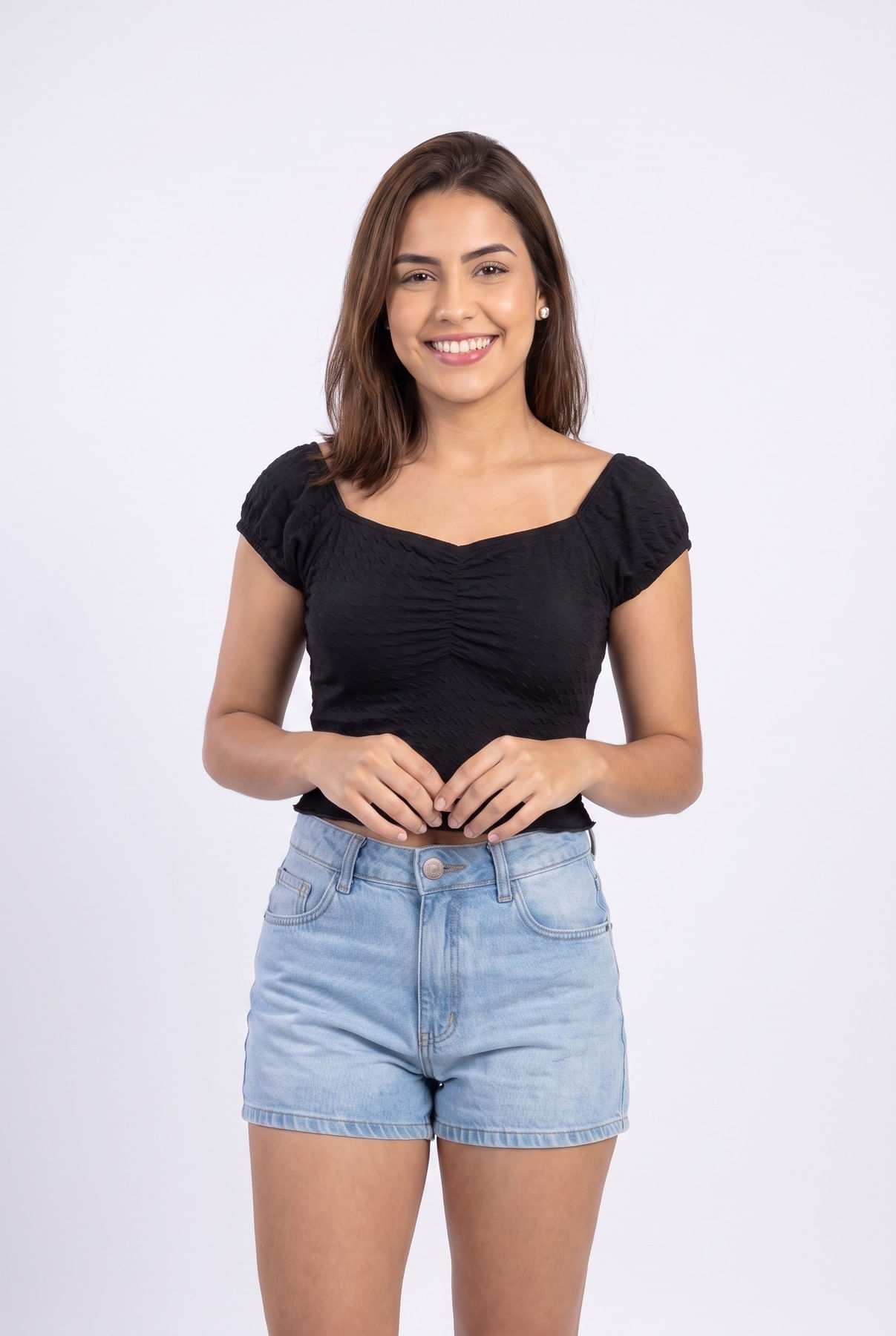 Blusa Feminina Franzida Preta - imagem 1
