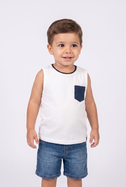 Top Infantil Menina Malha Off White