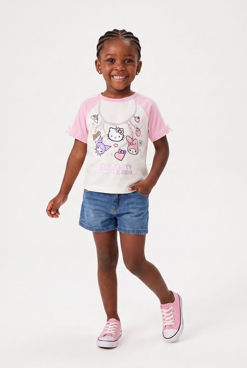 Blusa Infantil Menina Off White Hello Kitty & Friends