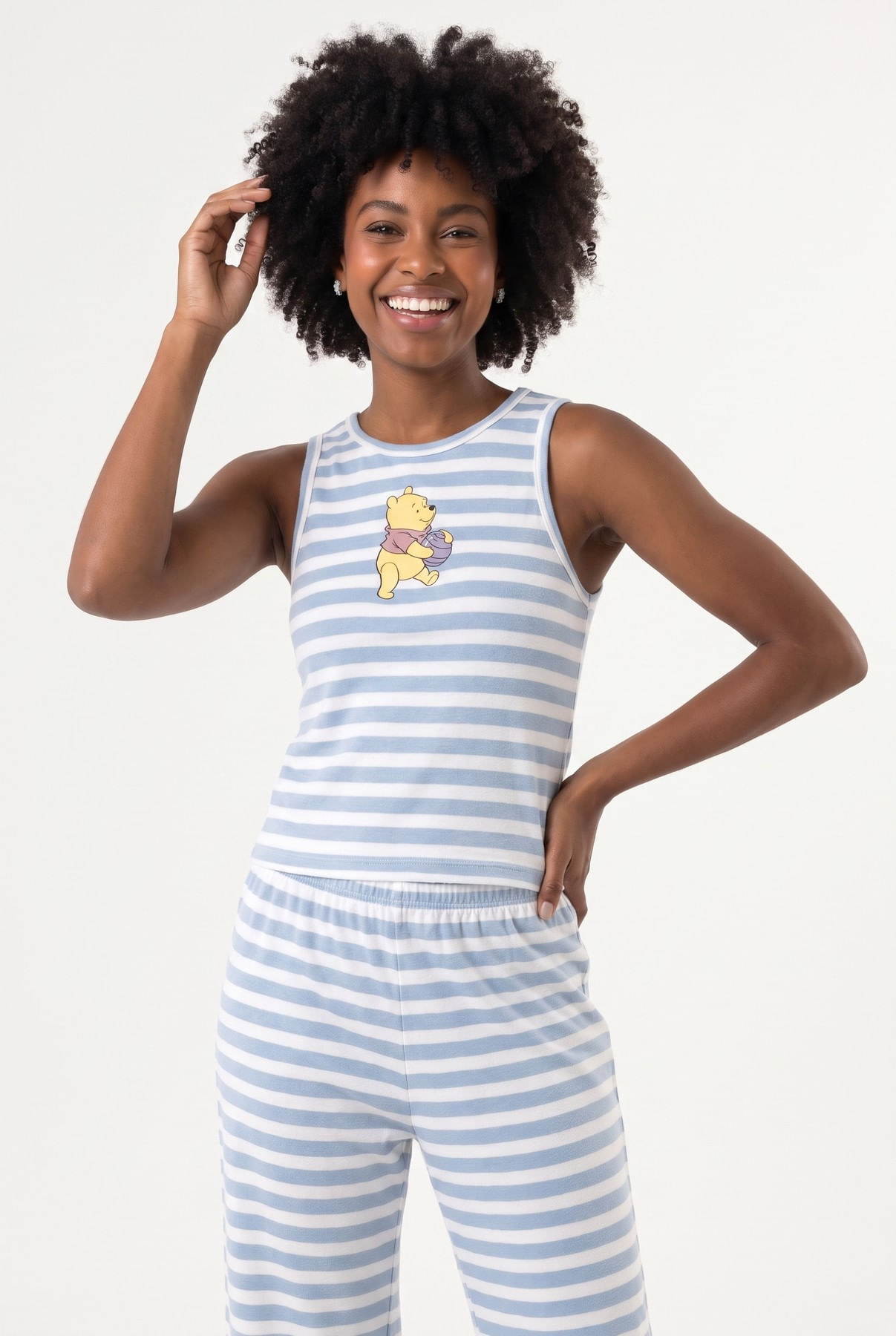 Conjunto Pijama Feminino Regata Listrado Caedu - imagem 1