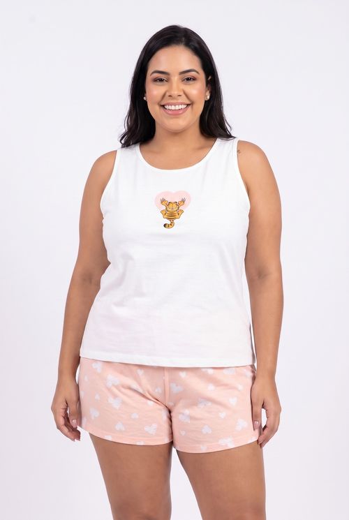 Pijama Curto Regata Feminino Caedu Off White
