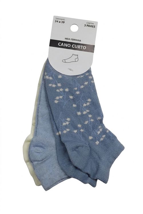 Kit de Meias Femininas em Algodão Estampa Floral