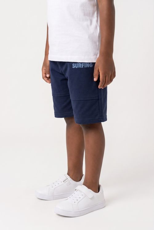 Bermuda Infantil Menino Moletinho Azul Escuro 4 a 8 Anos