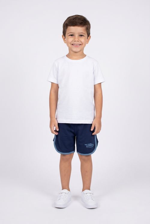 Bermuda Infantil Menino Moletom Azul Escuro 4 a 8 Anos