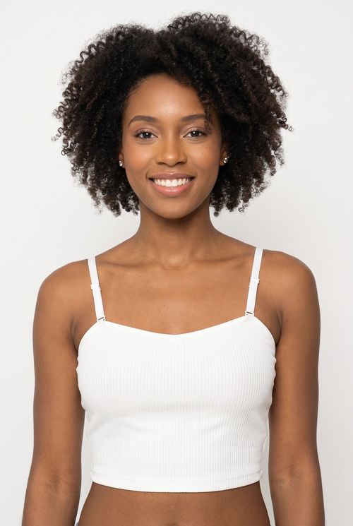 Sutiã Feminino Sem Bojo com Botão Off White