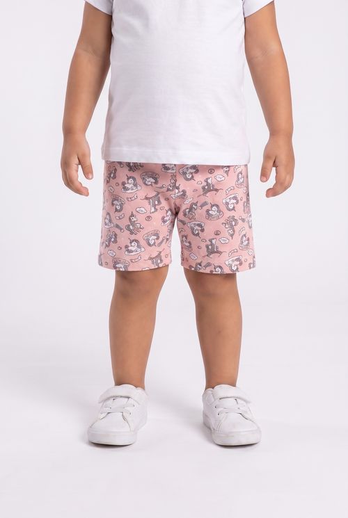 Shorts Ciclista Infantil Menina Laranja Estampa Unicorn