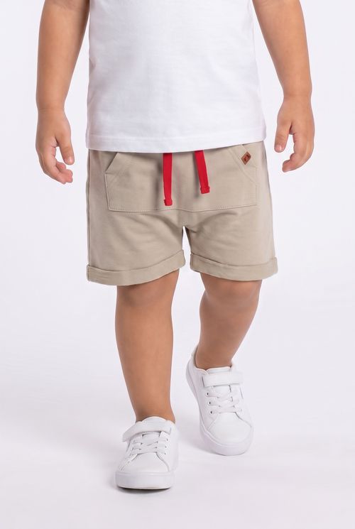 Bermuda Infantil Menino Moletinho Bege Médio